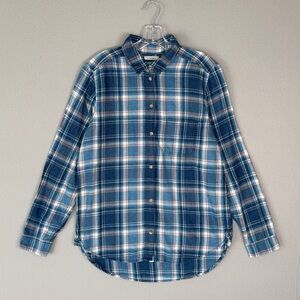 AMERICAN EAGLE Plaid Flannel Shirt M Indigo Blue Boyfriend‎ Fit Casual Grunge